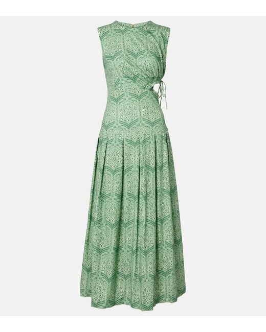 Agua Bendita Green Otono Printed Cotton-Blend Maxi Dress