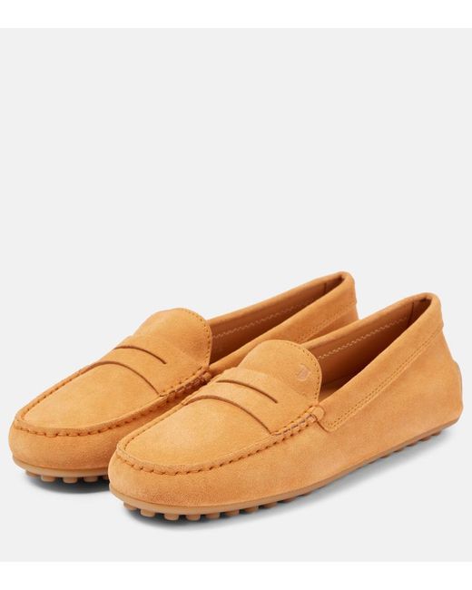 Tod's Brown Mokassins City Gommino Aus Veloursleder