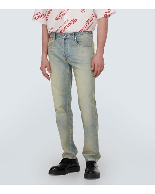 Jeans rectos con efecto desgastado KENZO de hombre de color Blue