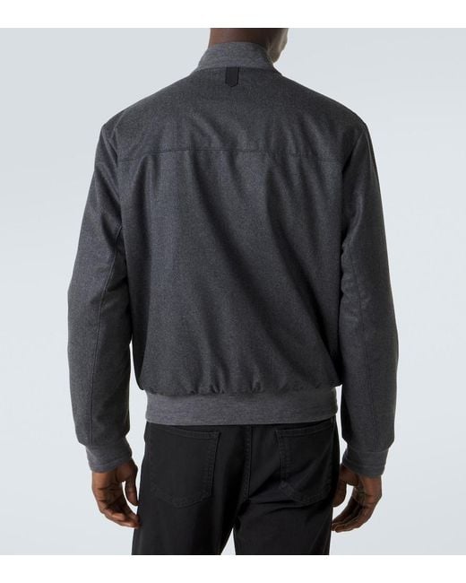 Canali Gray Wool Bomber Jacket for men