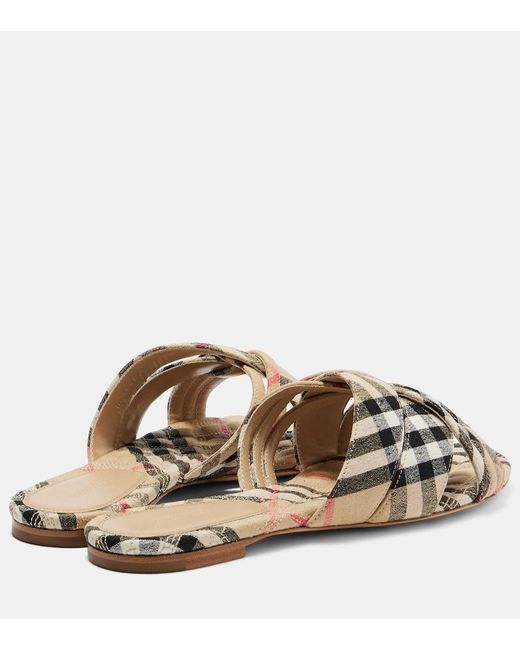 Burberry Brown Check Slides