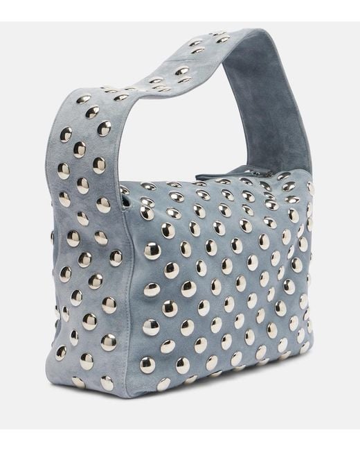Khaite Metallic Elena Medium Studded Suede Shoulder Bag