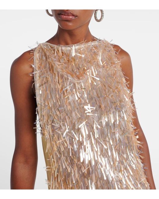 Maticevski Natural Tiara Sequinned Asymmetric Gown
