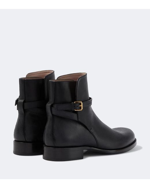The Row Black Nobilis Leather Ankle Boots for men