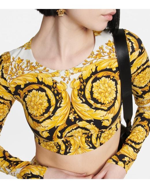 Versace Yellow Barocco Crop Top