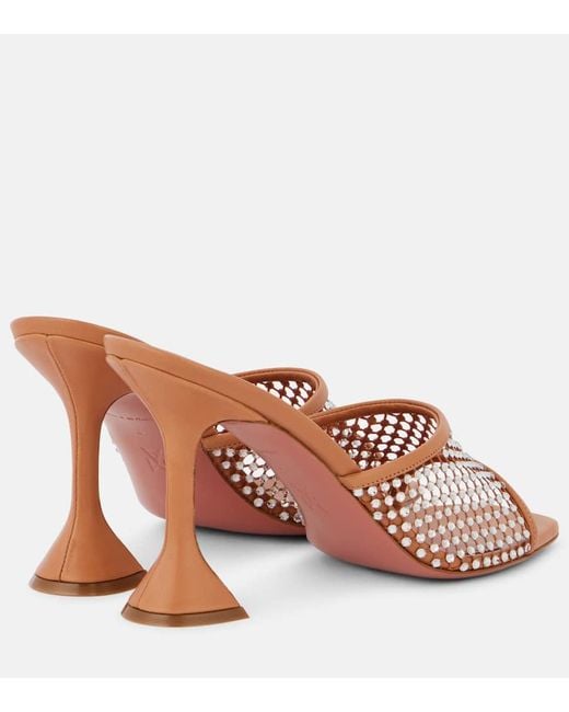 AMINA MUADDI Brown Lupita 95 Embellished Mules