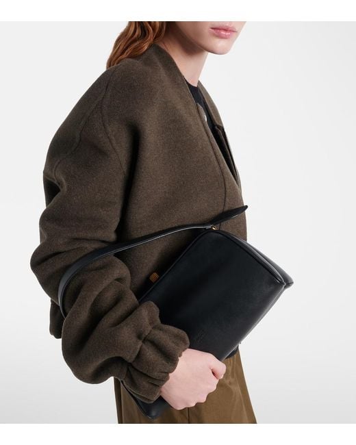 Khaite Black Cate Leather Top-Handle Bag