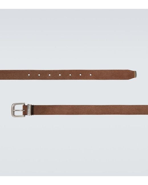Brunello Cucinelli Brown Suede Belt for men