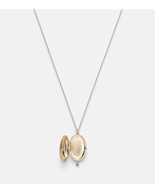 PERSÉE White 9Kt Locket Necklace With Diamonds