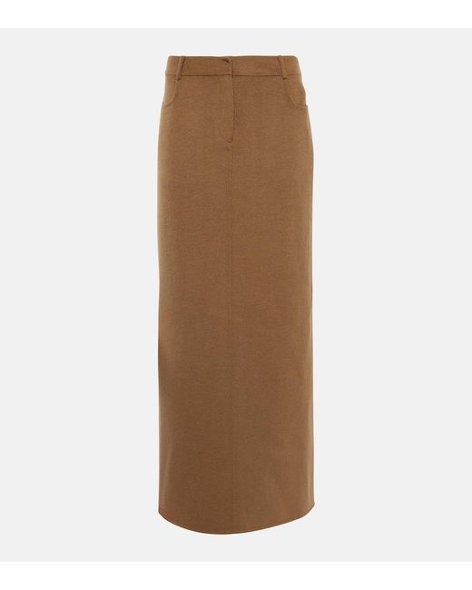 Frankie Shop Brown Malvo Wool-Blend Maxi Skirt