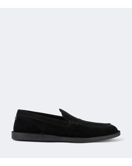 Dolce & Gabbana Black Suede Loafers for men