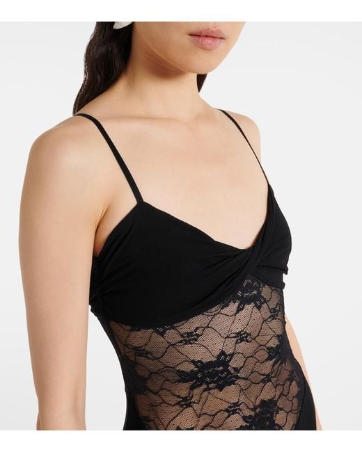 Nina Ricci Black Paneled Lace Gown