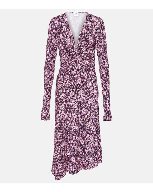 Isabel Marant Purple Lania Printed Jersey Midi Dress