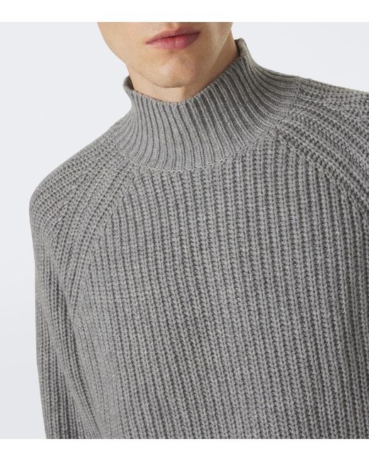 Allude Gray Wool And Cashmere Turtleneck Sweater for men