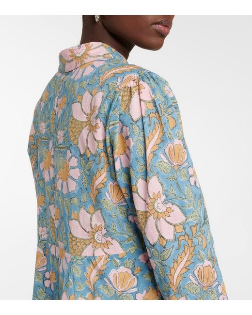 Juliet Dunn Blue Bedrucktes Maxikleid Aus Baumwolle