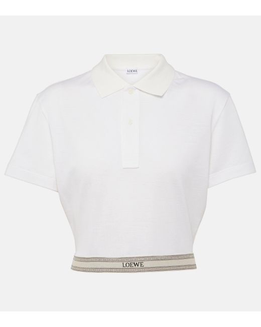 Loewe White Cropped Cotton Polo Shirt