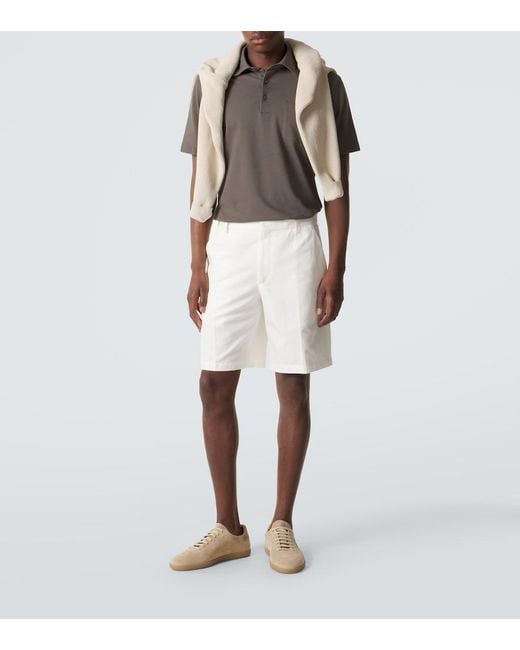 Zegna Gray Cotton Pique Polo Shirt for men
