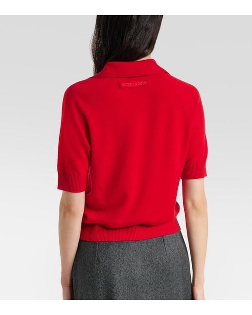 Victoria Beckham Red Wool Polo Shirt