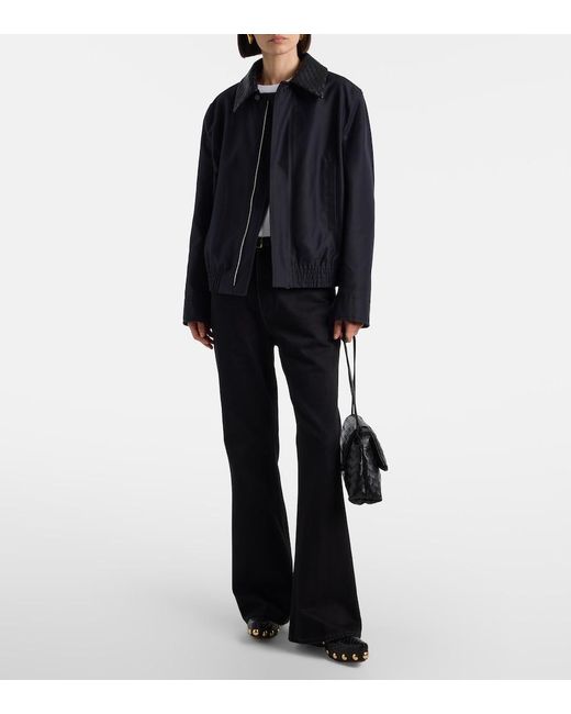 Bottega Veneta Black Intrecciato Leather-Trimmed Canvas Jacket
