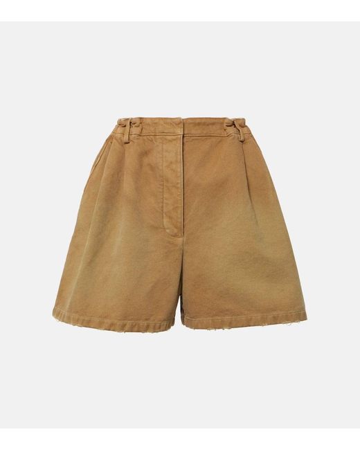 Prada Natural Shorts aus Baumwoll-Canvas