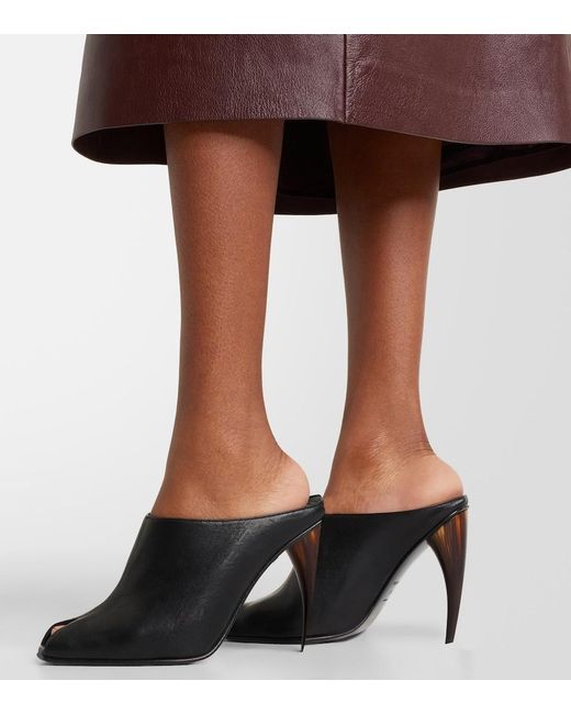 McQueen Black Leather Mules