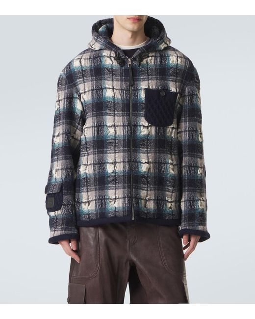 Loewe Gray Plaid Wool And Linen Jacket for men
