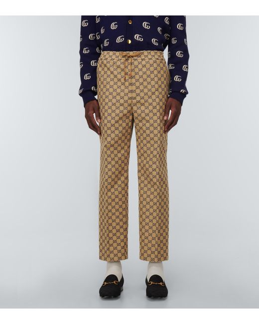 Pantaloni in misto cotone GG da Uomo di Gucci in Neutro | Lyst