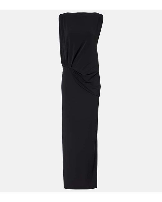 Jacquemus Black Peplo Draped Jersey Maxi Dress