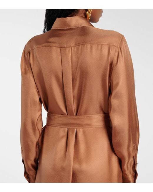 Tom Ford Brown Belted Silk Twill Shirt Dress