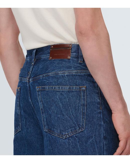 Dries Van Noten Blue Marble-Wash Wide-Leg Jeans for men