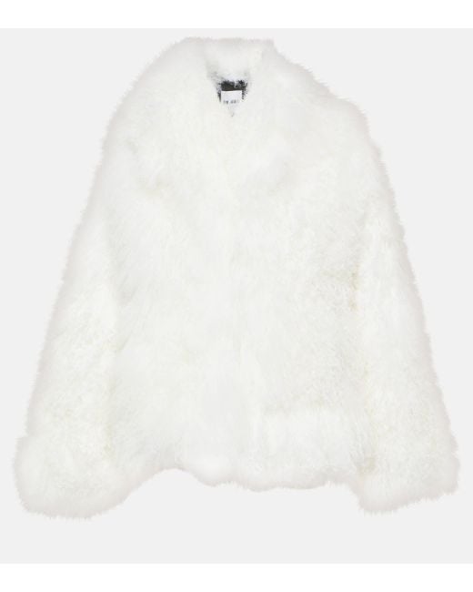 The Attico White Faux Fur Cropped Coat