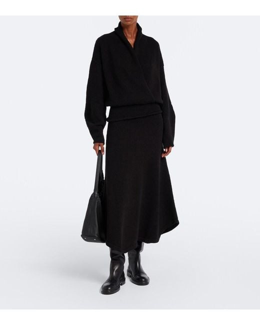 AYA MUSE Black Ken Cotton Midi Skirt