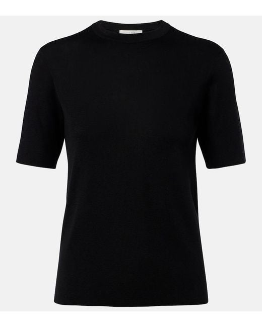 The Row Black Ozzi Silk-Blend T-Shirt