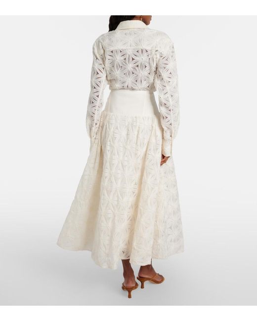 Jonathan Simkhai White Mindy Embroidered Midi Skirt