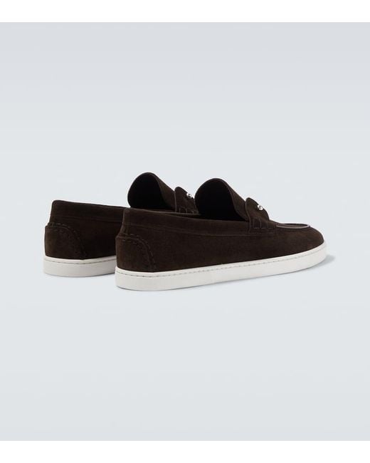 Christian Louboutin Black Chambeliboat Suede Slip-On Shoes for men