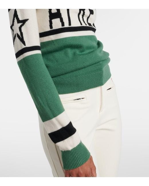 Perfect Moment Green Schild Wool Turtleneck Sweater