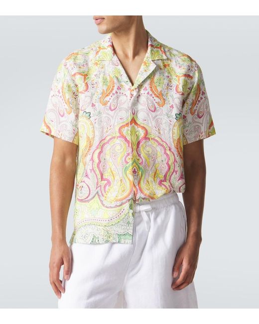 Orlebar Brown Multicolor Maitan Printed Linen Bowling Shirt for men