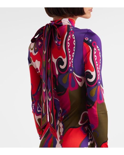 Emilio Pucci Red Minikleid Orchidee Aus Jersey