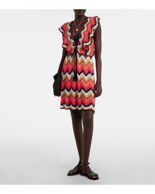 Anna Kosturova Red Melissa Cotton Crochet Minidress