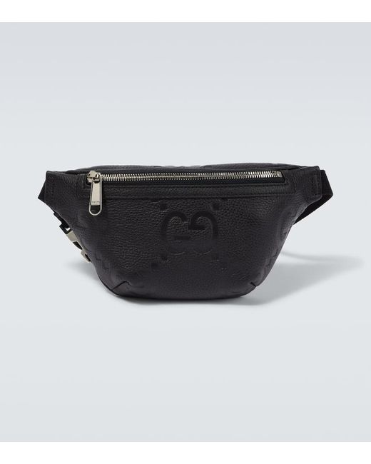 Gucci Black Logo-embossed Leather Belt Bag for men