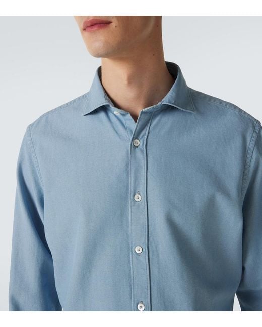 Canali Blue Cotton Shirt for men