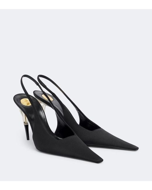 Saint Laurent Black Goya Satin Slingback Pumps