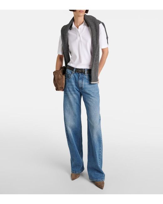 Brunello Cucinelli Blue Mid-Rise Wide-Leg Jeans