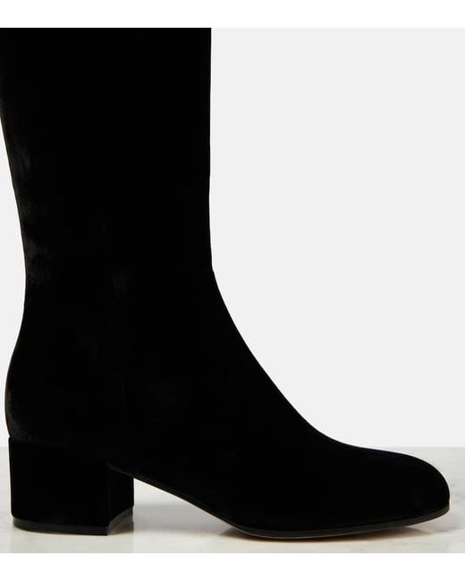 Gianvito Rossi Black Joelle 45 Velvet Knee-High Boots