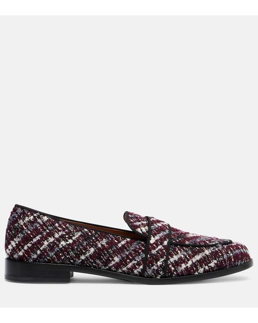 Aquazzura Brown Martin Tweed Loafers