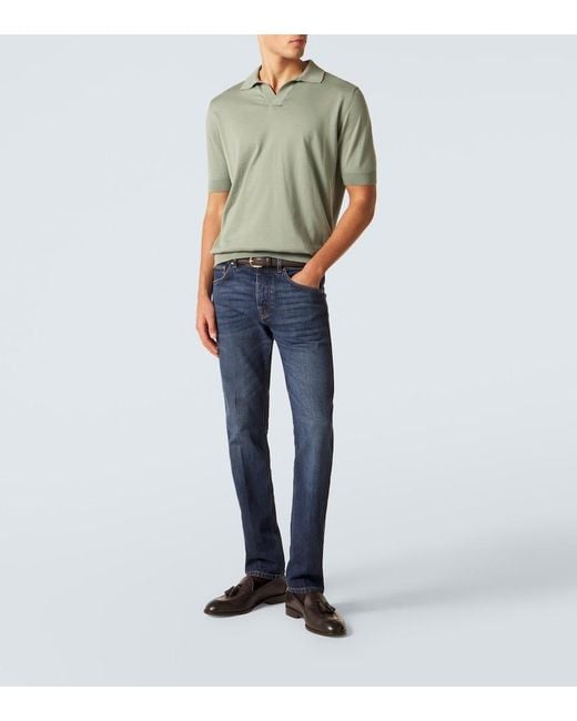 Lardini Green Cotton Pique Polo Shirt for men