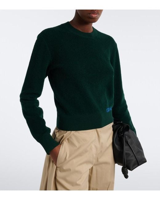 Loewe Green Logo Wool Sweater