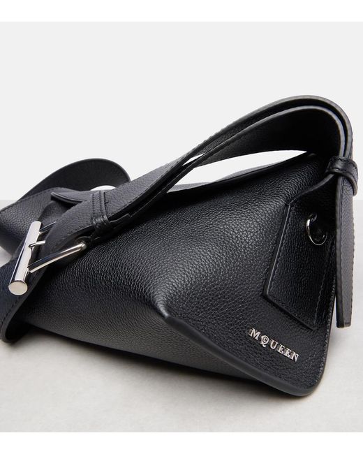McQueen Black T-Bar Sling Leather Shoulder Bag