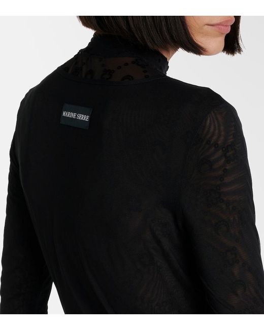 Vestido Largo De Malla Con Plumas Sinteticas MARINE SERRE de color Gray