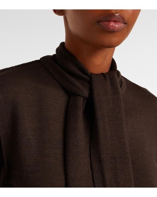 Lemaire Black Twisted Tie-Detail Wool-Blend Cardigan